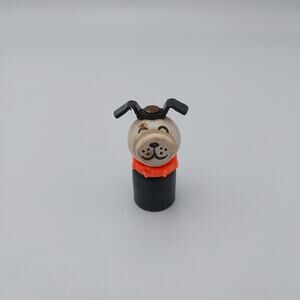 1967 WOOD BODY & HEAD FISHER PRICE LITTLE PEOPLE STRAIGHT LUCKY DOG RED COLLAR